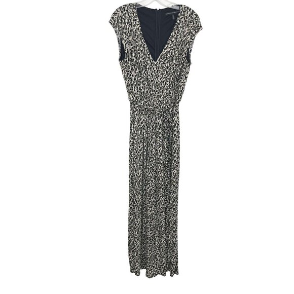 White House Black Market Green & Black Leopard Print Wide Leg Jumpsuit Size 12 - Picture 1 of 7
